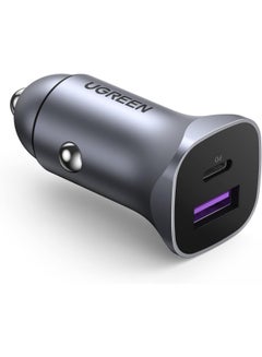 Ugreen 52.5W Car Charger Cable PD30W iPhone 15 Pro Car Charger Fast Dual USB Ports Fast Car Power Adapter Samsung 25W Car USB Charger With 1M USB C Cable for Samsung, iPhone, iPad, Huawei, Oneplus,etc Black  - Image 1