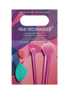 REAL TECHNIQUES 4 Piece Feeling Festive Face Set Gift Limited Edition Multicolour  - Image 1