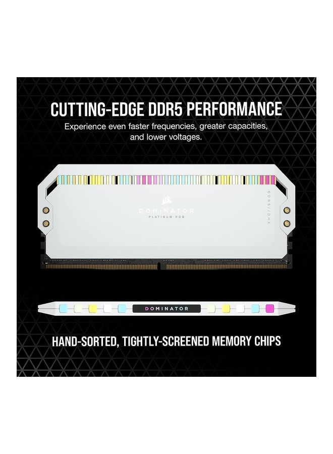 Dominator Platinum RGB DDR5 RAM 64GB 2x32GB 5600MHz CL40 Intel XMP ICUE Compatible Computer Memory - CMT64GX5M2B5600C40W White