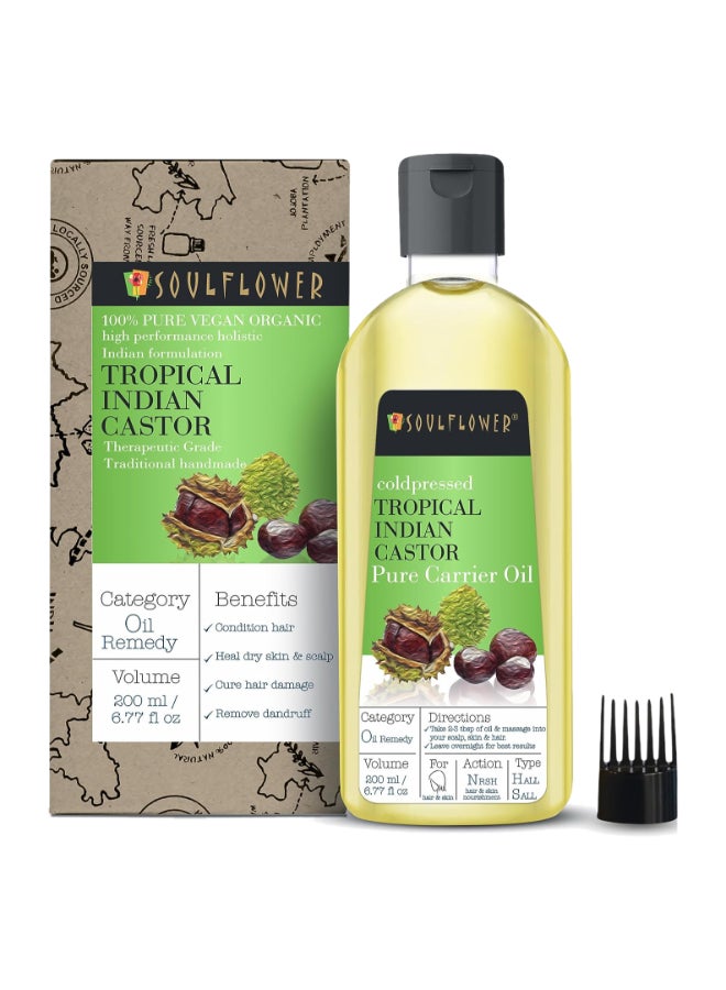 Soulflower - Tropical Indian Castor Pure Carrier Oil 200ml - Image 1