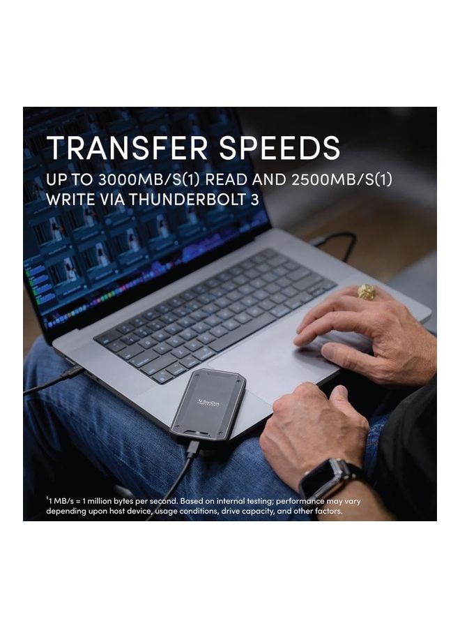 Sandisk - Professional PRO-G40 SSD, External Solid State Drive, Thunderbolt 3 (40Gbps), USB-C (10Gbps), 3000MB/s R, 2500MB/s W Ultra-Rugged IP68, 4000Lbs Crush Resistance 2 TB - Image 1