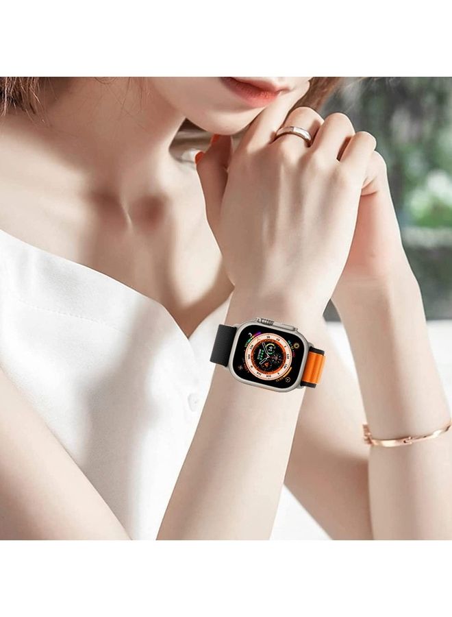 MARGOUN - Apple Watch Band 49Mm 45Mm 44Mm 42Mm Alpine Loop Band Women Men Adjustable With Metal G-Hook Strap For iWatch Ultra Series SE 8/7/6/5/4/3/2/1 Black/Orange - Image 1