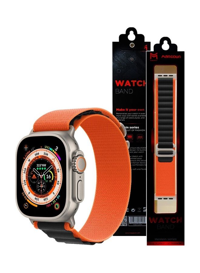 MARGOUN - Apple Watch Band 49Mm 45Mm 44Mm 42Mm Alpine Loop Band Women Men Adjustable With Metal G-Hook Strap For iWatch Ultra Series SE 8/7/6/5/4/3/2/1 Black/Orange - Image 1