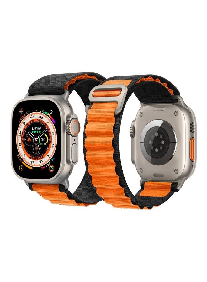 MARGOUN - Apple Watch Band 49Mm 45Mm 44Mm 42Mm Alpine Loop Band Women Men Adjustable With Metal G-Hook Strap For iWatch Ultra Series SE 8/7/6/5/4/3/2/1 Black/Orange - Image 1