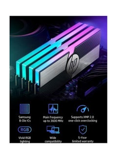 HP V10 RGB 16GB, 8GBx2 Gaming RAM 3600 MHz DDR4 Black And Grey  - Image 4