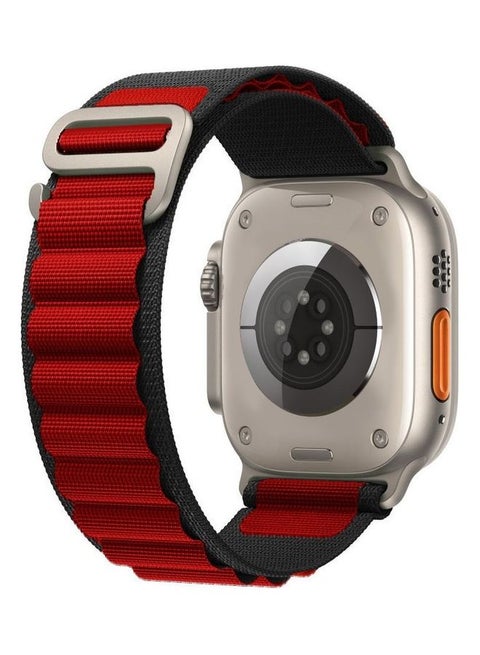 Apple Watch Band 49Mm 45Mm 44Mm 42Mm Alpine Loop Band Women Men Adjustable With Metal G-Hook Strap For iWatch Ultra Series SE 8/7/6/5/4/3/2/1 Black/Red