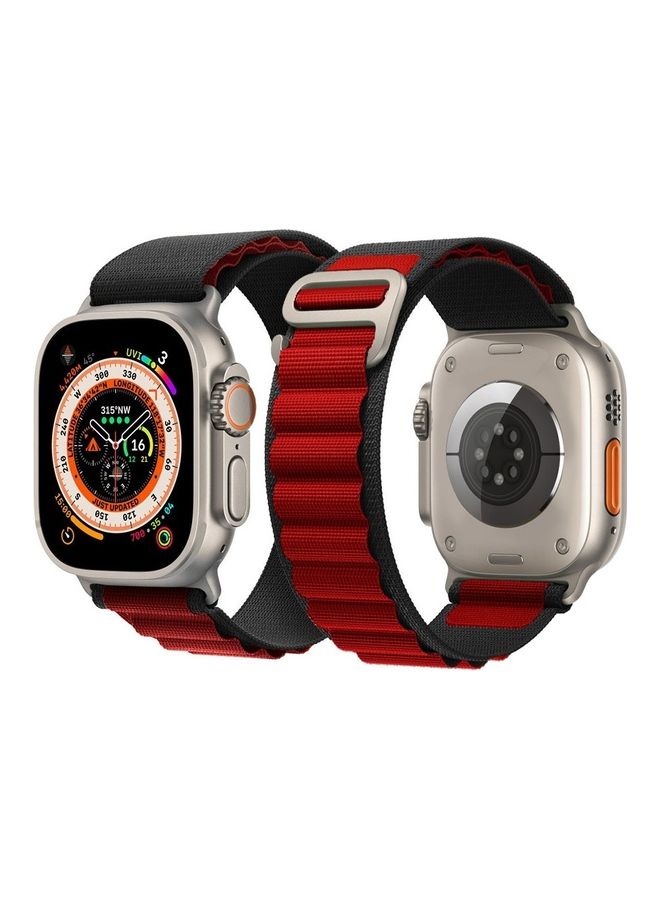 MARGOUN - Apple Watch Band 49Mm 45Mm 44Mm 42Mm Alpine Loop Band Women Men Adjustable With Metal G-Hook Strap For iWatch Ultra Series SE 8/7/6/5/4/3/2/1 Black/Red - Image 1