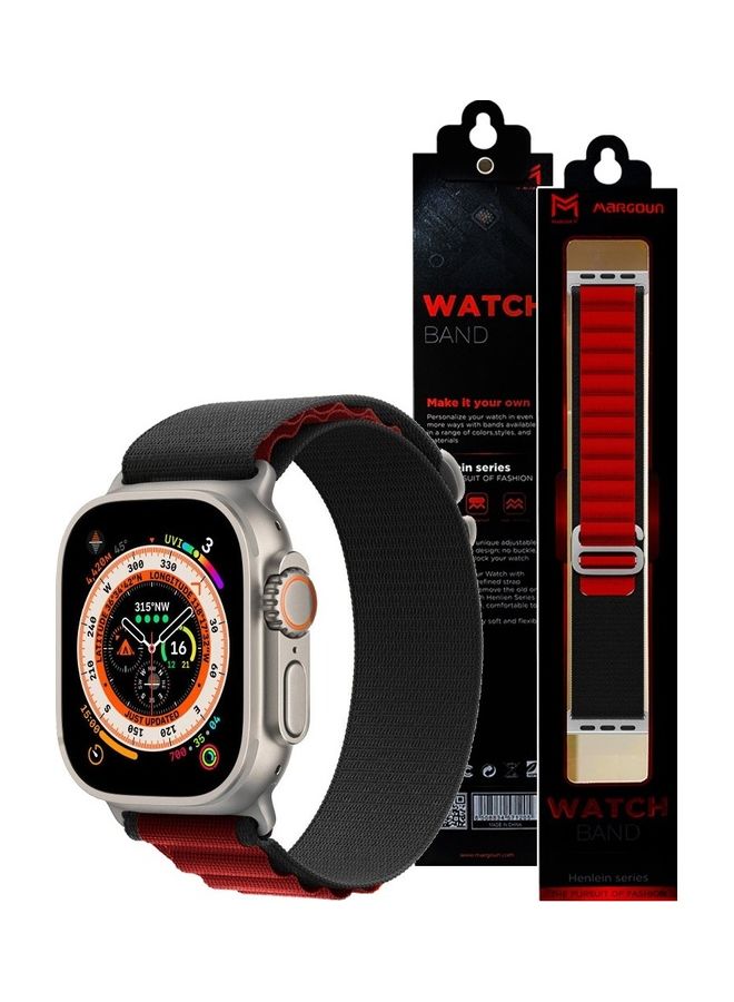 MARGOUN - Apple Watch Band 49Mm 45Mm 44Mm 42Mm Alpine Loop Band Women Men Adjustable With Metal G-Hook Strap For iWatch Ultra Series SE 8/7/6/5/4/3/2/1 Black/Red - Image 1