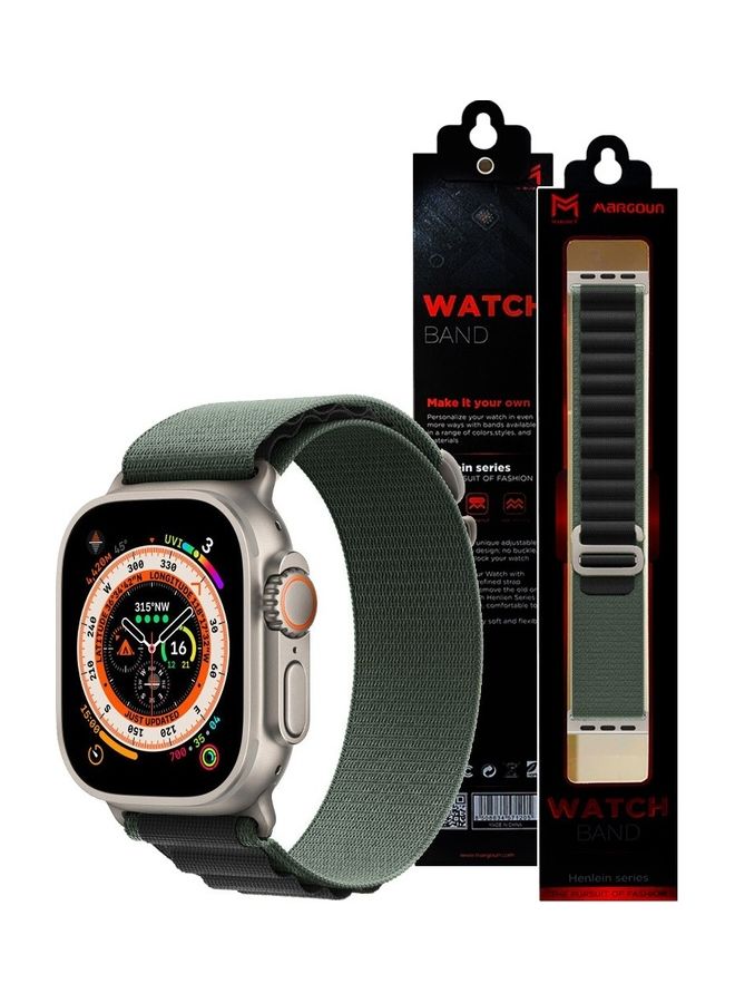 MARGOUN - Apple Watch Band 49Mm 45Mm 44Mm 42Mm Alpine Loop Band Women Men Adjustable With Metal G-Hook Strap For iWatch Ultra Series SE 8/7/6/5/4/3/2/1 Green/Black - Image 1