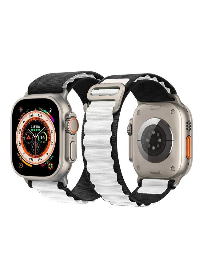 Apple Watch Band 49Mm 45Mm 44Mm 42Mm Alpine Loop Band Women Men Adjustable With Metal G-Hook Strap For iWatch Ultra Series SE 8/7/6/5/4/3/2/1 Black/White