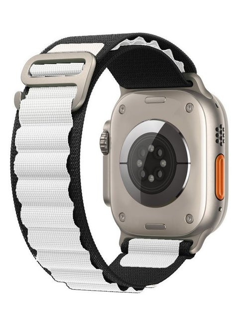 Apple Watch Band 49Mm 45Mm 44Mm 42Mm Alpine Loop Band Women Men Adjustable With Metal G-Hook Strap For iWatch Ultra Series SE 8/7/6/5/4/3/2/1 Black/White