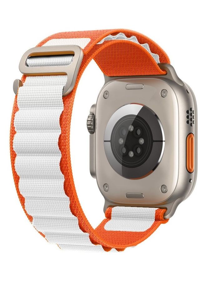 MARGOUN - Apple Watch Band 49Mm 45Mm 44Mm 42Mm Alpine Loop Band Women Men Adjustable With Metal G-Hook Strap For iWatch Ultra Series SE 8/7/6/5/4/3/2/1 Orange/White - Image 1