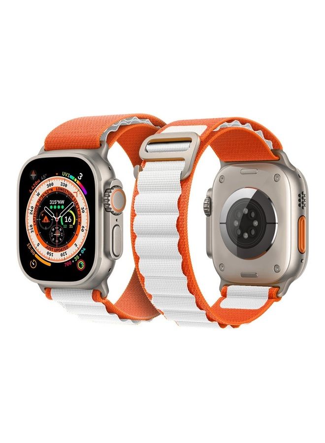 MARGOUN - Apple Watch Band 49Mm 45Mm 44Mm 42Mm Alpine Loop Band Women Men Adjustable With Metal G-Hook Strap For iWatch Ultra Series SE 8/7/6/5/4/3/2/1 Orange/White - Image 1