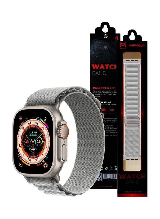 MARGOUN - Apple Watch Band 49Mm 45Mm 44Mm 42Mm Alpine Loop Band Women Men Adjustable With Metal G-Hook Strap For iWatch Ultra Series SE 8/7/6/5/4/3/2/1 Grey - Image 1