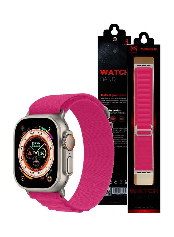 MARGOUN - Apple Watch Band 49Mm 45Mm 44Mm 42Mm Alpine Loop Band Women Men Adjustable With Metal G-Hook Strap For iWatch Ultra Series SE 8/7/6/5/4/3/2/1 Hot Pink - Image 1