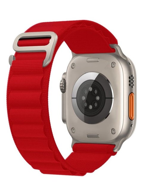 Apple Watch Band 49Mm 45Mm 44Mm 42Mm Alpine Loop Band Women Men Adjustable With Metal G-Hook Strap For iWatch Ultra Series SE 8/7/6/5/4/3/2/1 Red