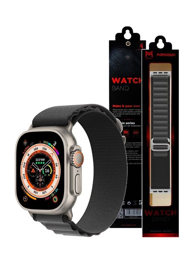 MARGOUN - Apple Watch Band 49Mm 45Mm 44Mm 42Mm Alpine Loop Band Women Men Adjustable With Metal G-Hook Strap For iWatch Ultra Series SE 8/7/6/5/4/3/2/1 Black/Grey - Image 1