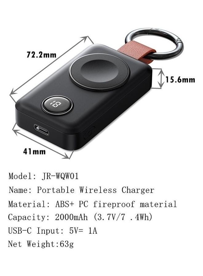 JOYROOM - 2000.0 mAh Portable iWatch Magnetic Wireless Charger Black - Image 1