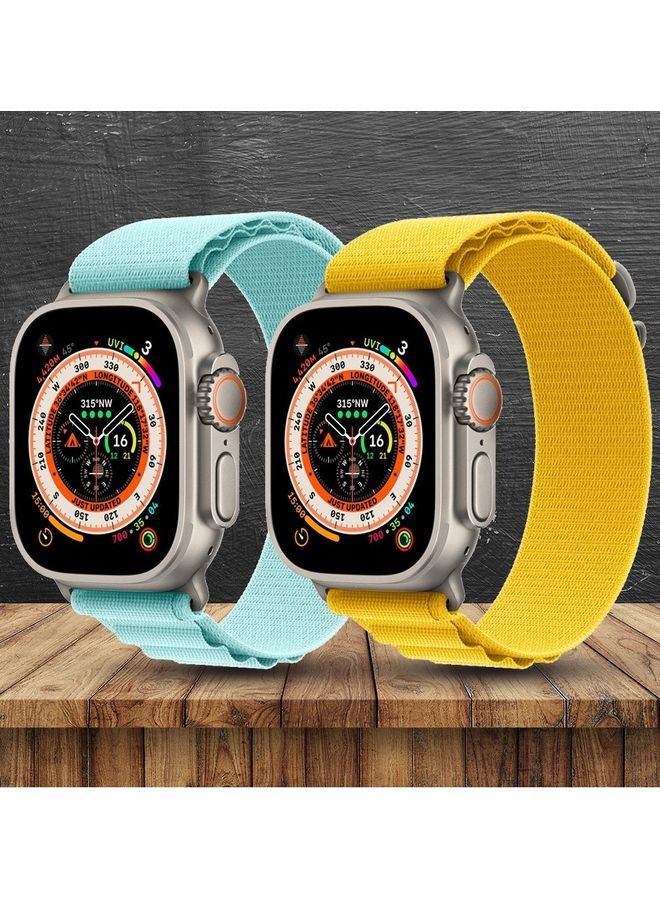 2 Pack For Apple Watch Band 49mm 45mm 44mm 42mm Alpine Loop Band Women Men Adjustable With Metal G Hook Strap For iWatch Ultra Series SE Blue/Yellow