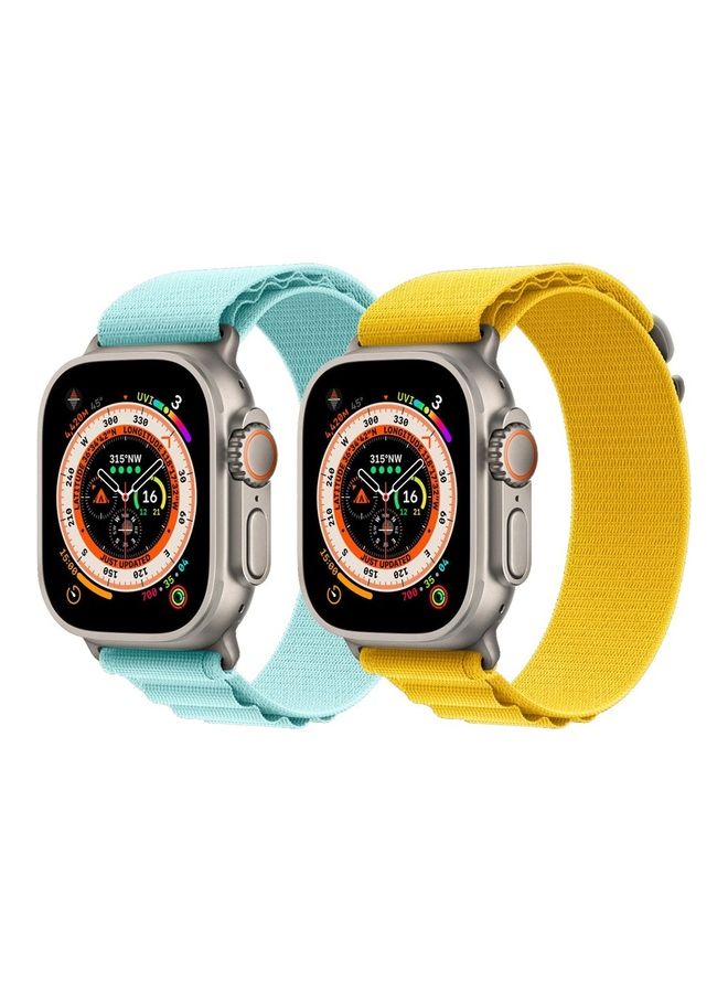 2 Pack For Apple Watch Band 49mm 45mm 44mm 42mm Alpine Loop Band Women Men Adjustable With Metal G Hook Strap For iWatch Ultra Series SE Blue/Yellow