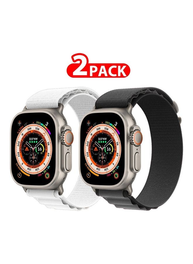 MARGOUN 2 Pack For Apple Watch Band 49mm 45mm 44mm 42mm Alpine Loop Band Women Men Adjustable With Metal G Hook Strap For iWatch Ultra Series SE Black/White - Image 1