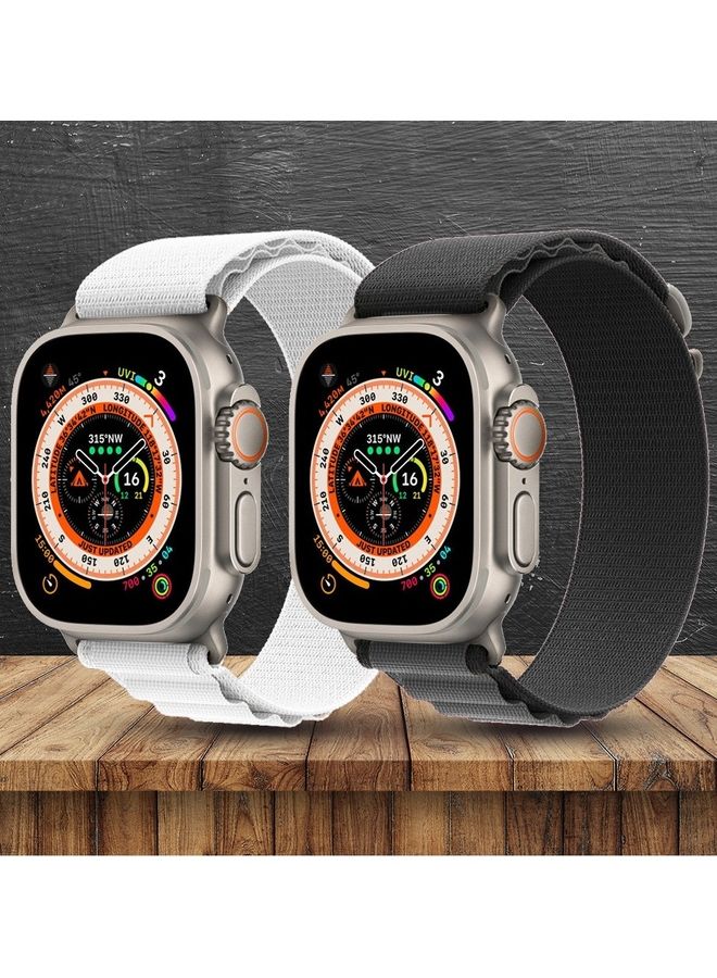 MARGOUN 2 Pack For Apple Watch Band 49mm 45mm 44mm 42mm Alpine Loop Band Women Men Adjustable With Metal G Hook Strap For iWatch Ultra Series SE Black/White - Image 2