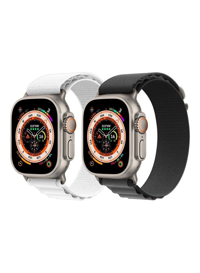 MARGOUN 2 Pack For Apple Watch Band 49mm 45mm 44mm 42mm Alpine Loop Band Women Men Adjustable With Metal G Hook Strap For iWatch Ultra Series SE Black/White - Image 3