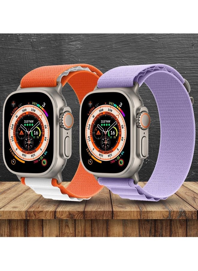 MARGOUN - 2 Pack For Apple Watch Band 49 Mm 45 Mm 44 Mm 42 Mm Alpine Loop Band Women Men Adjustable With Metal G-Hook Strap For Iwatch Ultra Series SE 8/7/6/5/4/3/2/1 Purple/Orange - Image 1