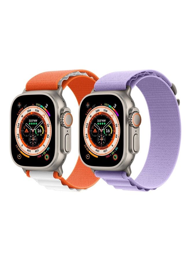 MARGOUN - 2 Pack For Apple Watch Band 49 Mm 45 Mm 44 Mm 42 Mm Alpine Loop Band Women Men Adjustable With Metal G-Hook Strap For Iwatch Ultra Series SE 8/7/6/5/4/3/2/1 Purple/Orange - Image 1