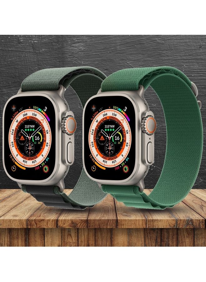 MARGOUN 2 Pack For Apple Watch Band 49 Mm 45 Mm 44 Mm 42 Mm Alpine Loop Band Women Men Adjustable With Metal G-Hook Strap For Iwatch Ultra Series SE 8/7/6/5/4/3/2/1 Dark Green/Green  - Image 2
