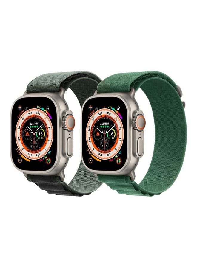 MARGOUN 2 Pack For Apple Watch Band 49 Mm 45 Mm 44 Mm 42 Mm Alpine Loop Band Women Men Adjustable With Metal G-Hook Strap For Iwatch Ultra Series SE 8/7/6/5/4/3/2/1 Dark Green/Green  - Image 3