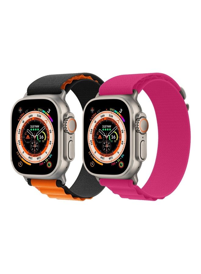 MARGOUN - 2 Pack For Apple Watch Band 49mm 45mm 44mm 42mm Alpine Loop Band Women Men Adjustable With Metal G Hook Strap For iWatch Ultra Series SE Dark Pink/Black Orange - Image 1