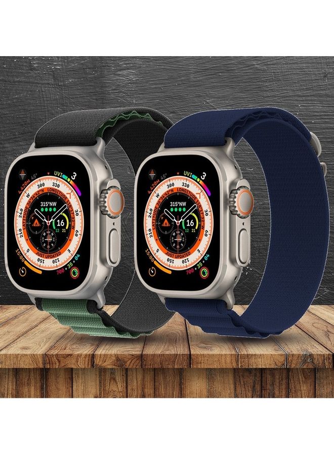 MARGOUN - 2 Pack For Apple Watch Band 49 Mm 45 Mm 44 Mm 42 Mm Alpine Loop Band Women Men Adjustable With Metal G-Hook Strap For Iwatch Ultra Series SE 8/7/6/5/4/3/2/1 Dark Blue/Black Green - Image 1