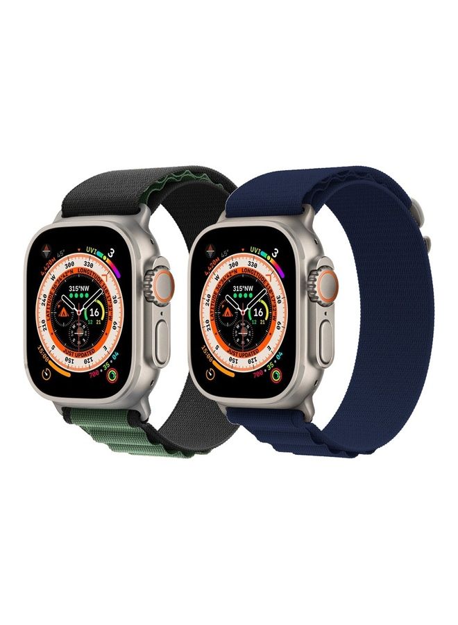 MARGOUN - 2 Pack For Apple Watch Band 49 Mm 45 Mm 44 Mm 42 Mm Alpine Loop Band Women Men Adjustable With Metal G-Hook Strap For Iwatch Ultra Series SE 8/7/6/5/4/3/2/1 Dark Blue/Black Green - Image 1