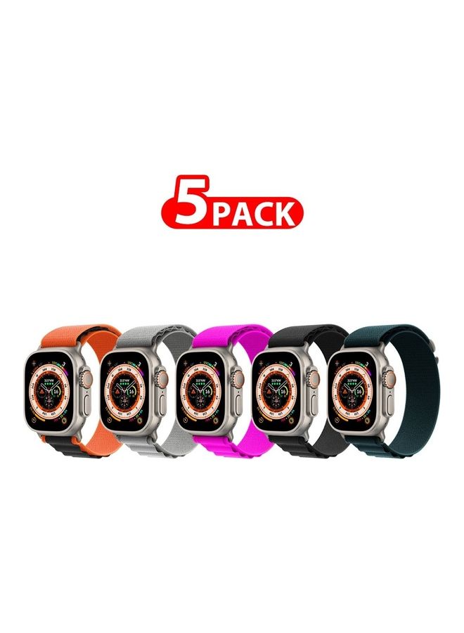MARGOUN - 5 Pack For Apple Watch Band 49mm 45mm 44mm 42mm Alpine Loop Band Women Men Adjustable With Metal G Hook Strap For iWatch Ultra Series SE Multicolour - Image 1