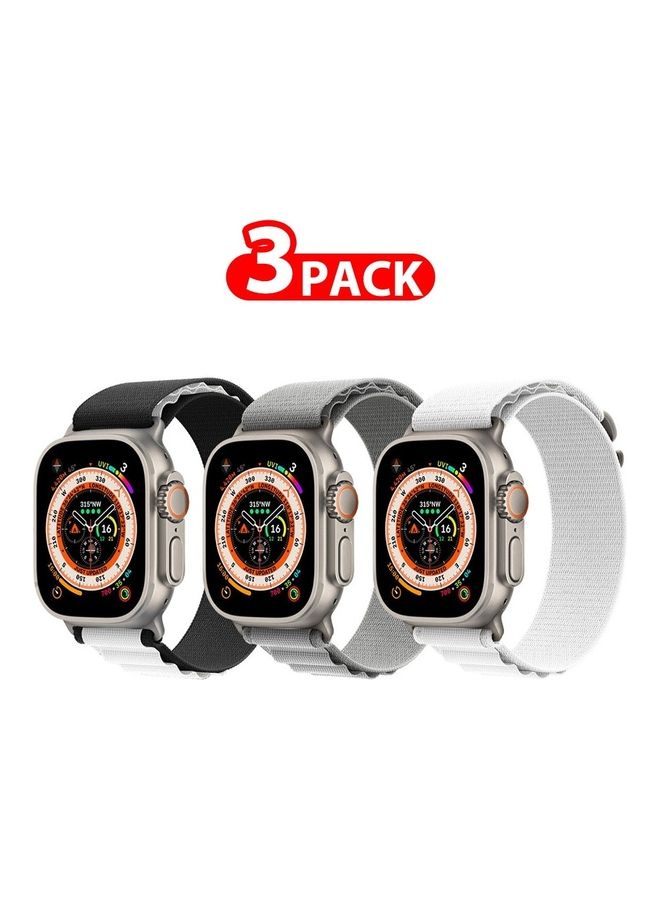 MARGOUN - 3 Pack Apple Watch Band 49mm 45mm 44mm 42mm Alpine Loop For Women Men Adjustable With Metal G-Hook Strap iWatch Ultra Series SE 8/7/6/5/4/3/2/1 Multicolour - Image 1