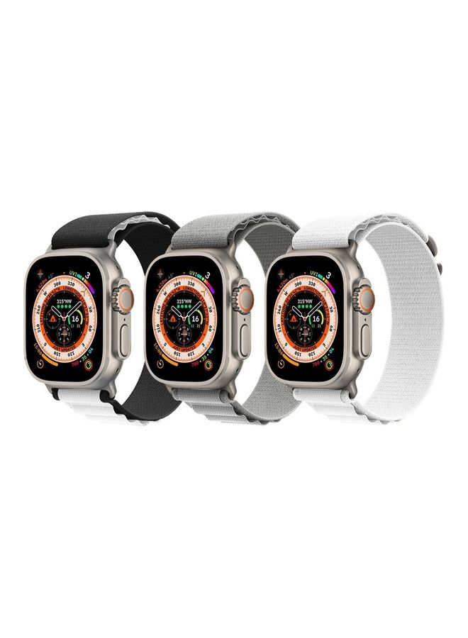MARGOUN - 3 Pack Apple Watch Band 49mm 45mm 44mm 42mm Alpine Loop For Women Men Adjustable With Metal G-Hook Strap iWatch Ultra Series SE 8/7/6/5/4/3/2/1 Multicolour - Image 1