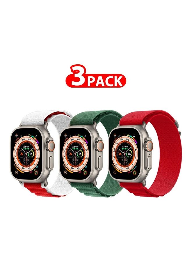 MARGOUN 3 Pack Apple Watch Band 49mm 45mm 44mm 42mm Alpine Loop For Women Men Adjustable With Metal G-Hook Strap iWatch Ultra Series SE 8/7/6/5/4/3/2/1 Multicolour - Image 1