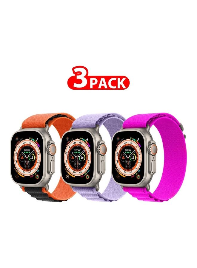MARGOUN 3 Pack For Apple Watch Band 49Mm 45Mm 44Mm 42Mm Alpine Loop Band Women Men Adjustable With Metal G-Hook Strap For iWatch Ultra Series SE 8/7/6/5/4/3/2/1 Multicolour - Image 1