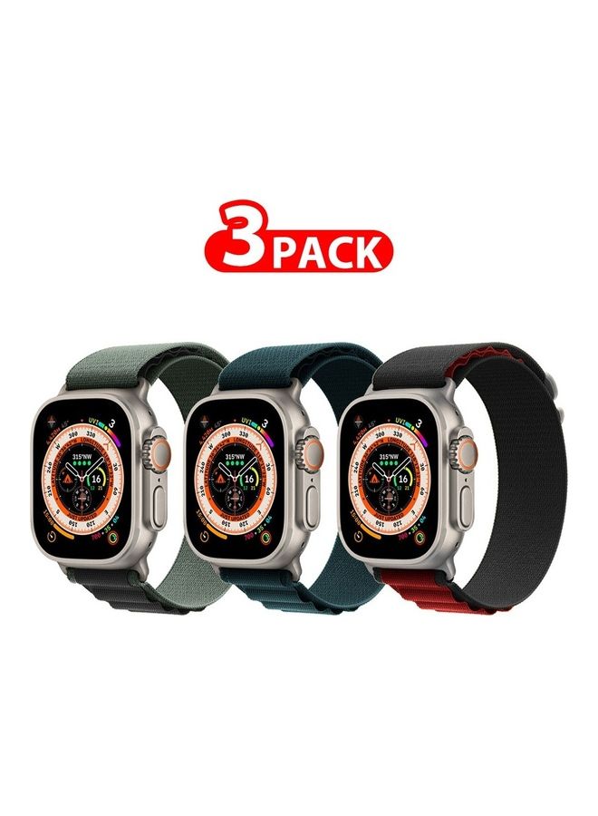 MARGOUN 3 Pack Apple Watch Band 49mm 45mm 44mm 42mm Alpine Loop For Women Men Adjustable With Metal G-Hook Strap iWatch Ultra Series SE 8/7/6/5/4/3/2/1 Multicolour - Image 1
