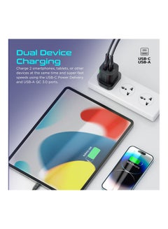 بروميت شاحن تيار متردد، شاحن جداري مزدوج المنفذ بقدرة 25 وات من النوع C مع منفذ USB كوالكوم QC 3.0 بقدرة 18 وات، وشحن سريع متكيف وحماية من زيادة التيار  - Image 4