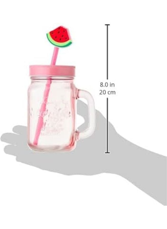 نيو فلام 4-Piece Jar Mugs And 4 Straw-Glass Multicolour - Image 3