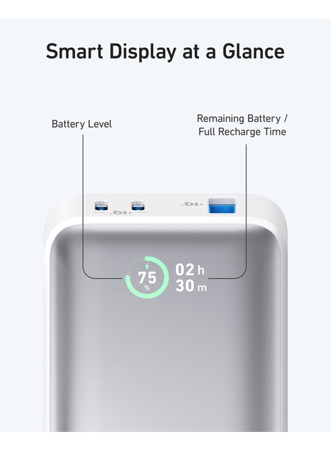 Anker - 10000 mAh Anker Power Bank, 533 Power Bank (PowerCore 30W), Power IQ 3.0 Portable Charger with PD 30W Max Output, 10,000mAh Battery Pack for iPhone 14 Series, Dell, Microsoft Surface, iPad Pro, and More White - Image 1