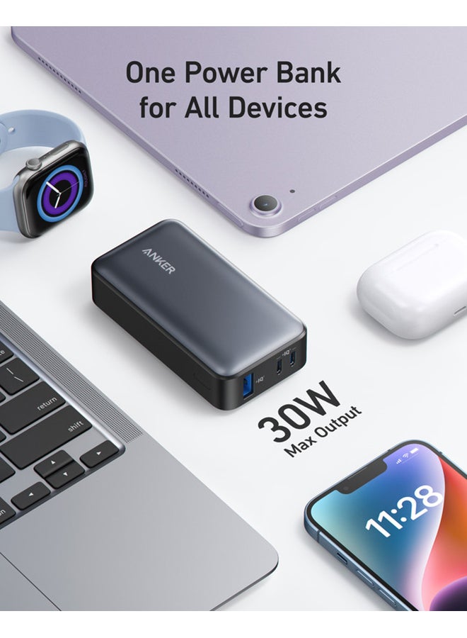 Anker - 10000 mAh Anker Power Bank, 533 Power Bank (PowerCore 30W), Power IQ 3.0 Portable Charger with PD 30W Max Output, 10,000mAh Battery Pack for iPhone 14 Series, Dell, Microsoft Surface, iPad Pro, and More White - Image 1