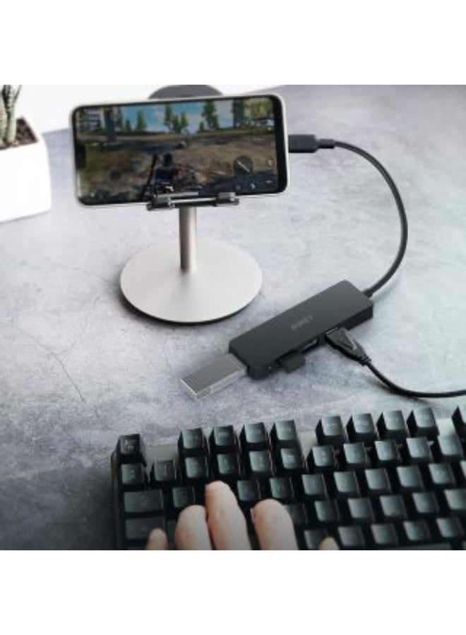 4-In-1 Type-C Hub Ultra Slim With 4 USB 3.0 Black