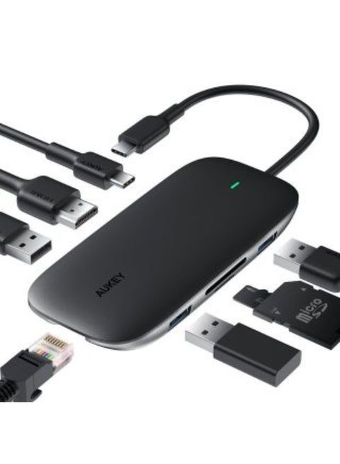 8In1 TypeC Hub With Ethernet Port And 4K TypeC To HDMI Black