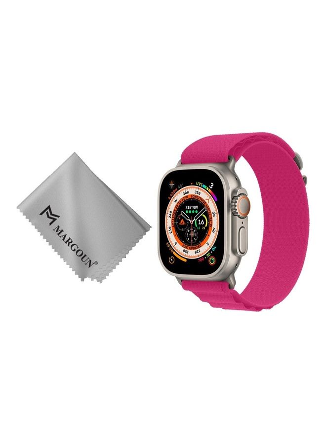 2 Packs Of Apple Watch Band And Microfiber Cloth Alpine Loop Band 49Mm 45Mm 44Mm 42Mm Women Men Adjustable With Metal G-Hook Strap For iWatch Ultra Series SE 8/7/6/5/4/3/2/1 Pink