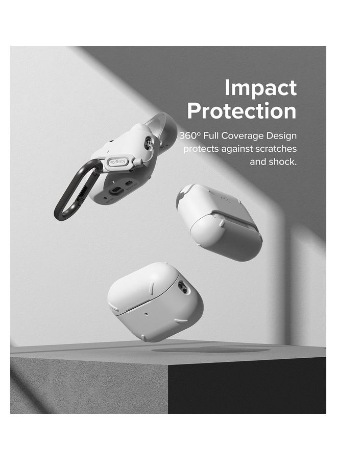 Ringke Layered Case Scratch Resistance Compatible With AirPods Pro 2 Case, Shockproof Cover With Carabiner Designed For AirPods Pro 2Nd Generation White - Image 4