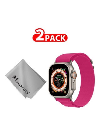2 Packs Of Apple Watch Band And Microfiber Cloth Alpine Loop Band 49Mm 45Mm 44Mm 42Mm Women Men Adjustable With Metal G-Hook Strap For iWatch Ultra Series SE 8/7/6/5/4/3/2/1 Pink - v1692156800/N53428605A_1