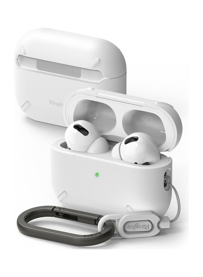 Ringke Layered Case Scratch Resistance Compatible With AirPods Pro 2 Case, Shockproof Cover With Carabiner Designed For AirPods Pro 2Nd Generation White - Image 1